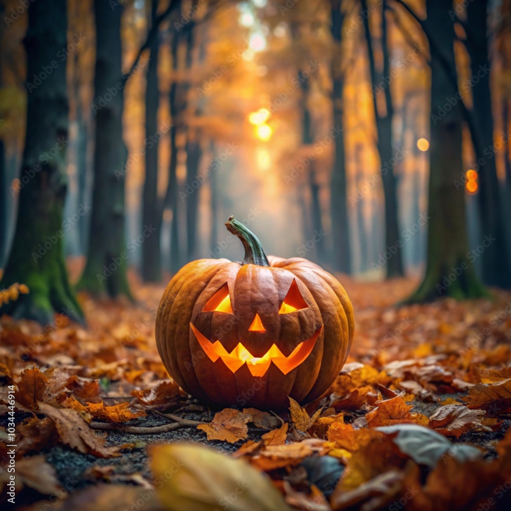 Pumpkin in the Autumn Forest Pumpkin in the Autumn Forest