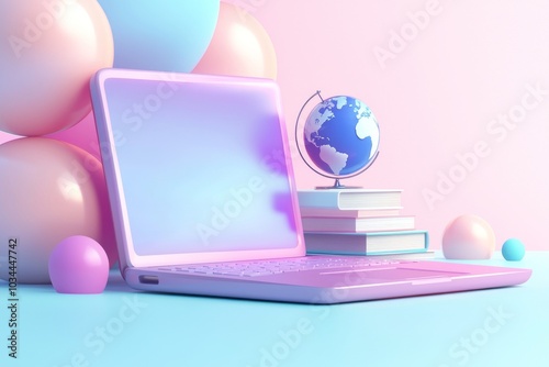 Wallpaper Mural Web site offering online education. Computer screen with pages open. Illustrations. Stock videos. Torontodigital.ca