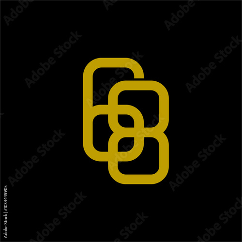 Simple elegant number 68 logo design in gold color with abstract flower symbol in negative space. photo