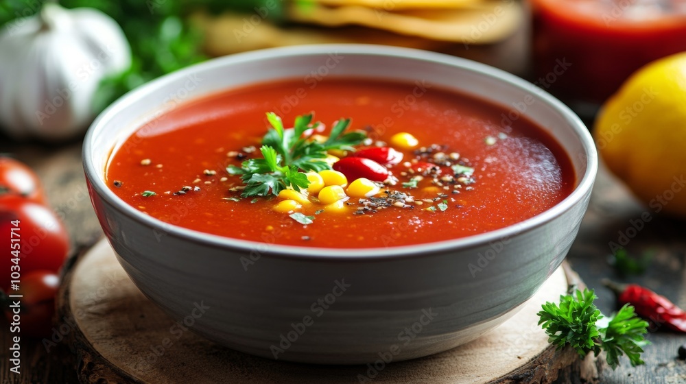The national cuisine of Mexico: Lean tomato soup in Mexican style. The national cuisine of Mexico: Lean tomato soup in Mexican style.