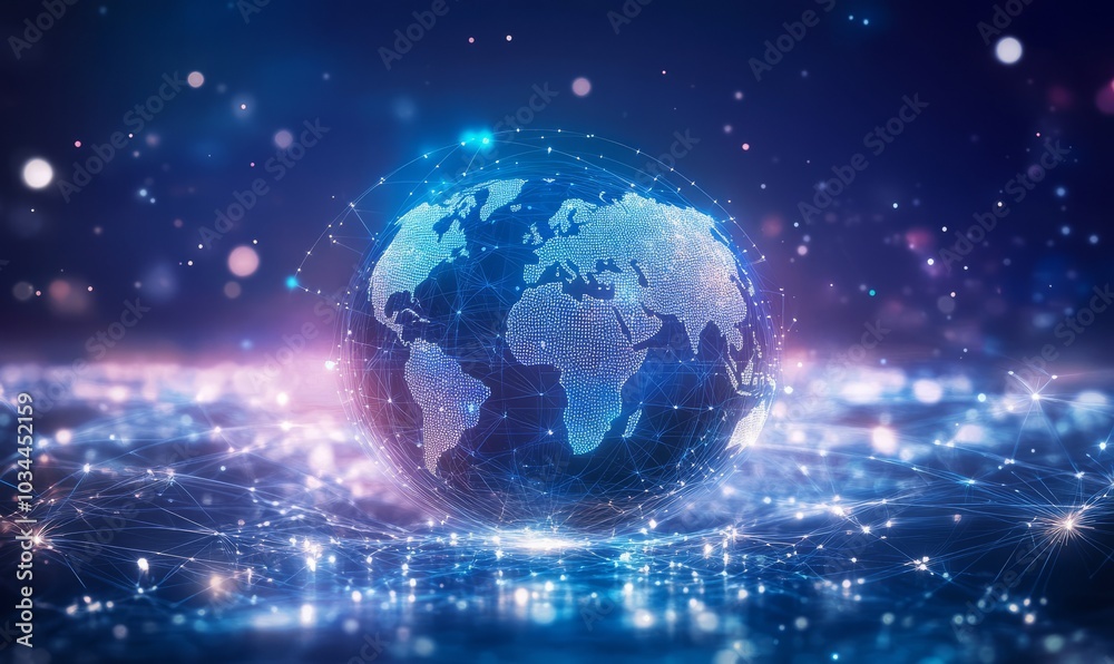 Creative network and world hologram background Creative network and world hologram background