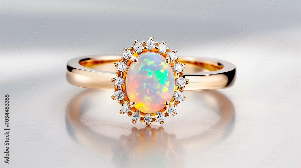 Stunning gemstone wedding ring with opal and diamond accents in elegant design Stunning gemstone wedding ring with opal and diamond accents in elegant design