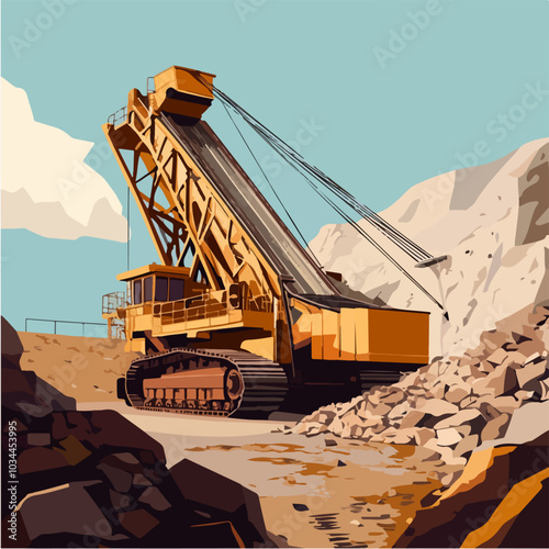 Illustration of heavy quarry equipment.