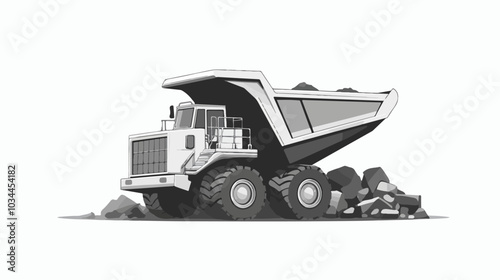 Black and white illustration of heavy quarry equipment.