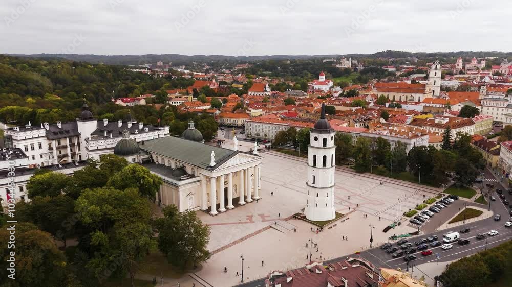 Beautiful Aerial view of the old town of Vilnius, the capital of Lithuania. Top cinematic aerial view. Vilnius cityscape in a beautiful autumn day, Lithuania. Beautiful Aerial view of the old town of Vilnius, the capital of Lithuania. Top cinematic aerial view. Vilnius cityscape in a beautiful autumn day, Lithuania.