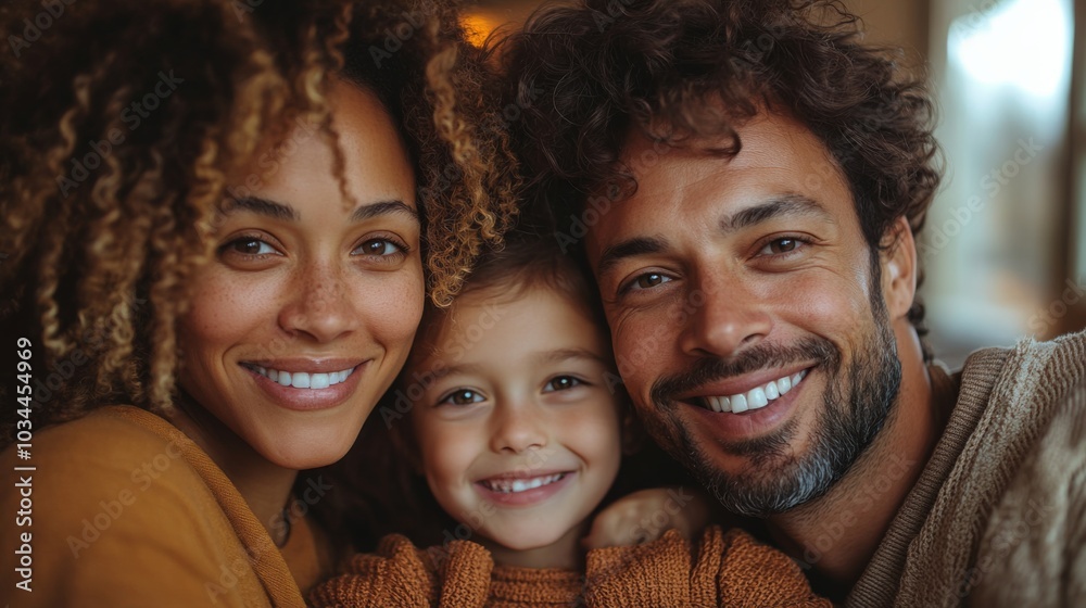 A happy family poses closely, smiling warmly at the camera. The mother wears cozy attire, while the child playfully leans forward, creating a heartwarming moment. A happy family poses closely, smiling warmly at the camera. The mother wears cozy attire, while the child playfully leans forward, creating a heartwarming moment.