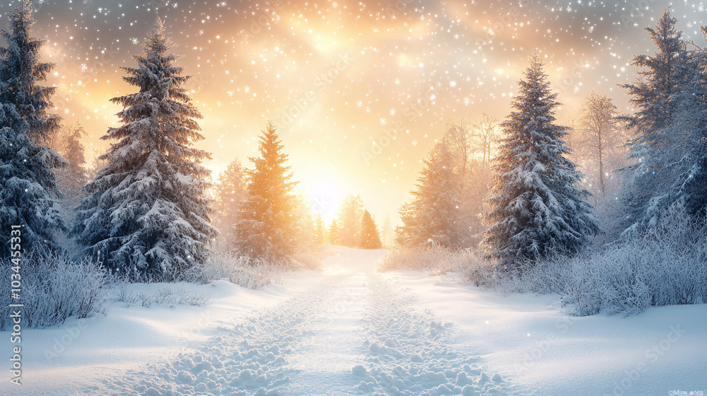 Snow-covered serene winter landscape with frosted evergreen trees, soft snowfall, and bright overcast lighting, evoking a peaceful and magical mood.... Snow-covered serene winter landscape with frosted evergreen trees, soft snowfall, and bright overcast lighting, evoking a peaceful and magical mood....