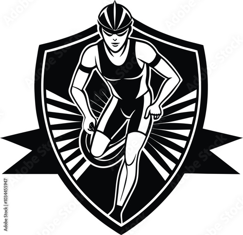 triathlon with player silhouette vector design illustration on white background