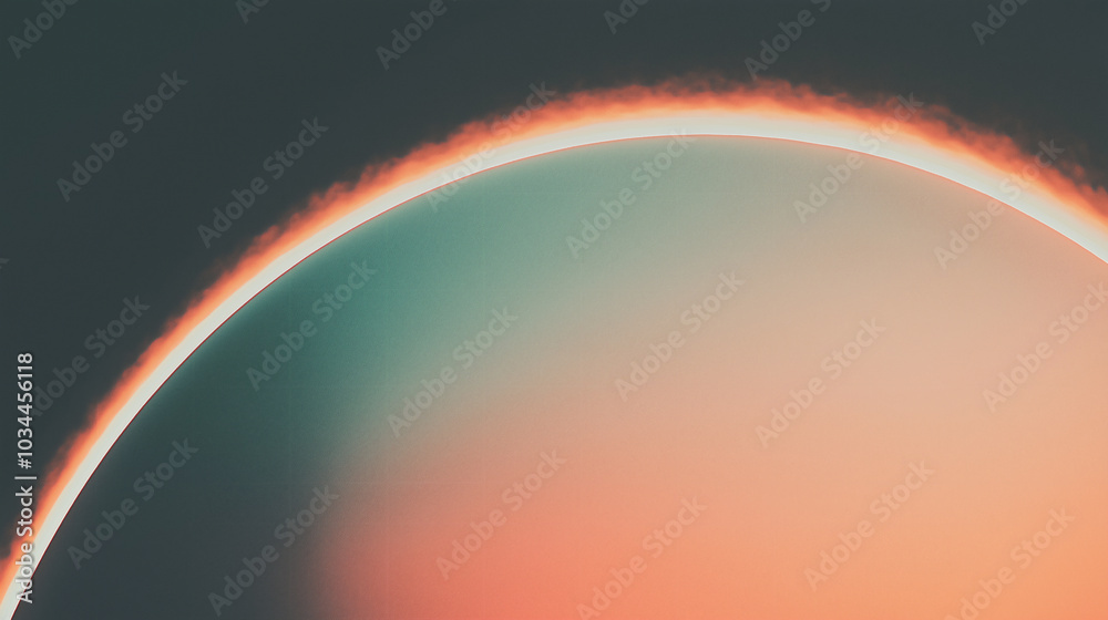 Obraz premium Surreal Futuristic Sunrise Planet Aesthetic Background, Poster Header Cover Backdrop Design