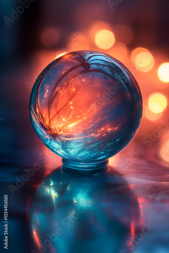 Wallpaper Mural A captivating crystal sphere reflecting vibrant colors, surrounded by soft bokeh lights, evoking a sense of mystery and beauty. Torontodigital.ca