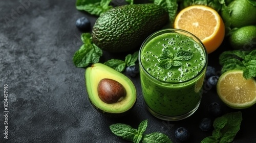 Healthy breakfast with avocado toast, fruit, and smoothie, illustrating the concept of balanced and nutritious eating