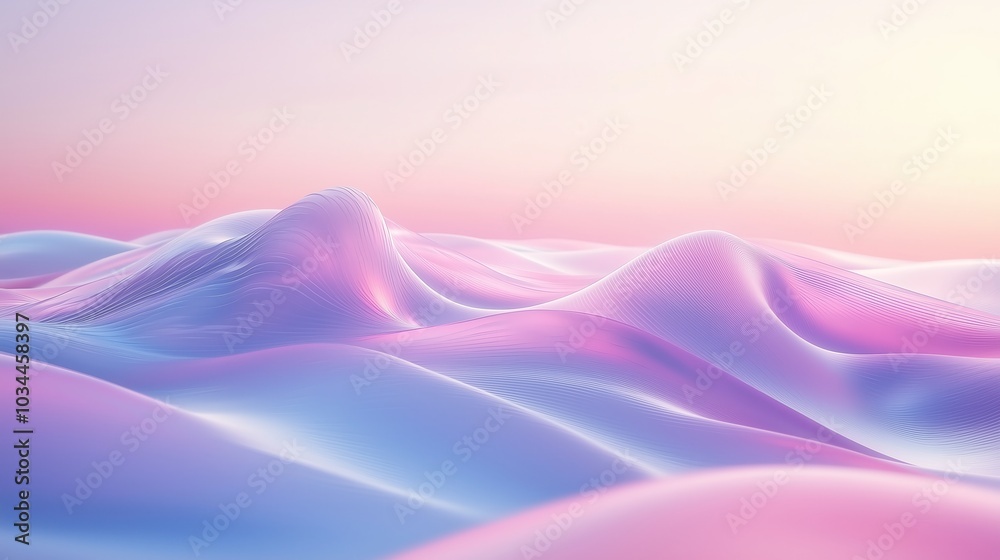 Serene pastel waves digital abstract landscape with soft gradient colors Serene pastel waves digital abstract landscape with soft gradient colors