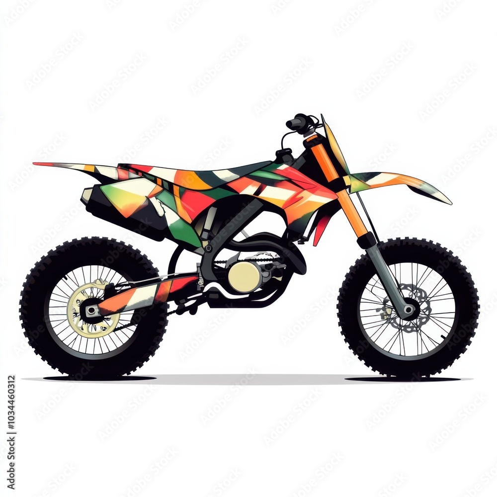 Fototapeta premium a motorcycle with a colorful design on the front