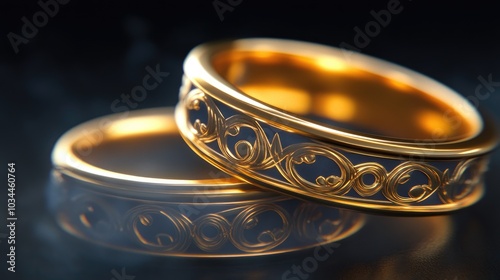 Elegant Golden Wedding Rings with Intricate Design