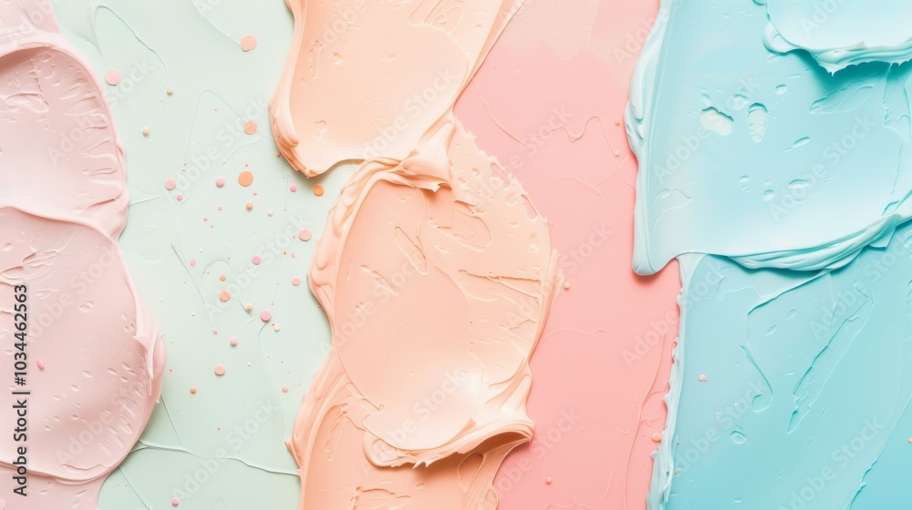 Fototapeta premium A gentle pastel background with abstract shapes in baby blue, pale pink, and light peach