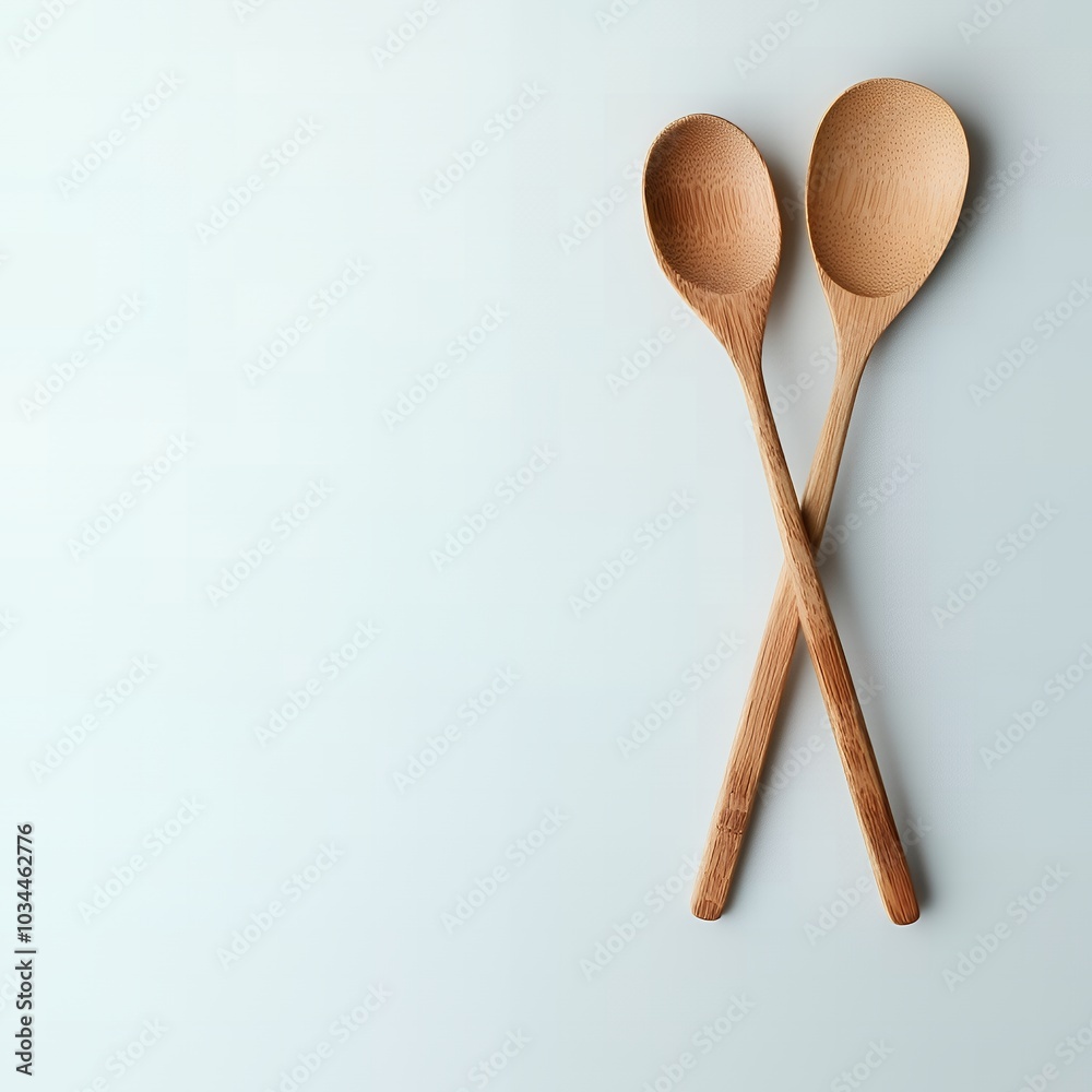 Two wooden spoons on white background Two wooden spoons on white background