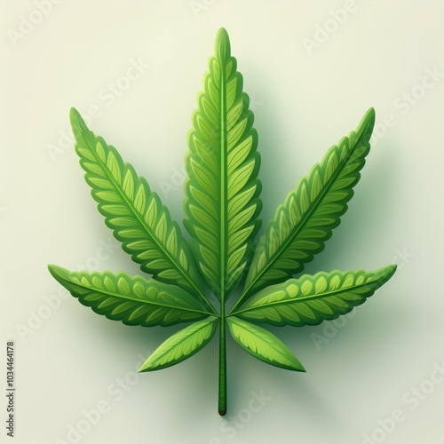 Arte Minimalista com Folha de Cannabis Verde photo