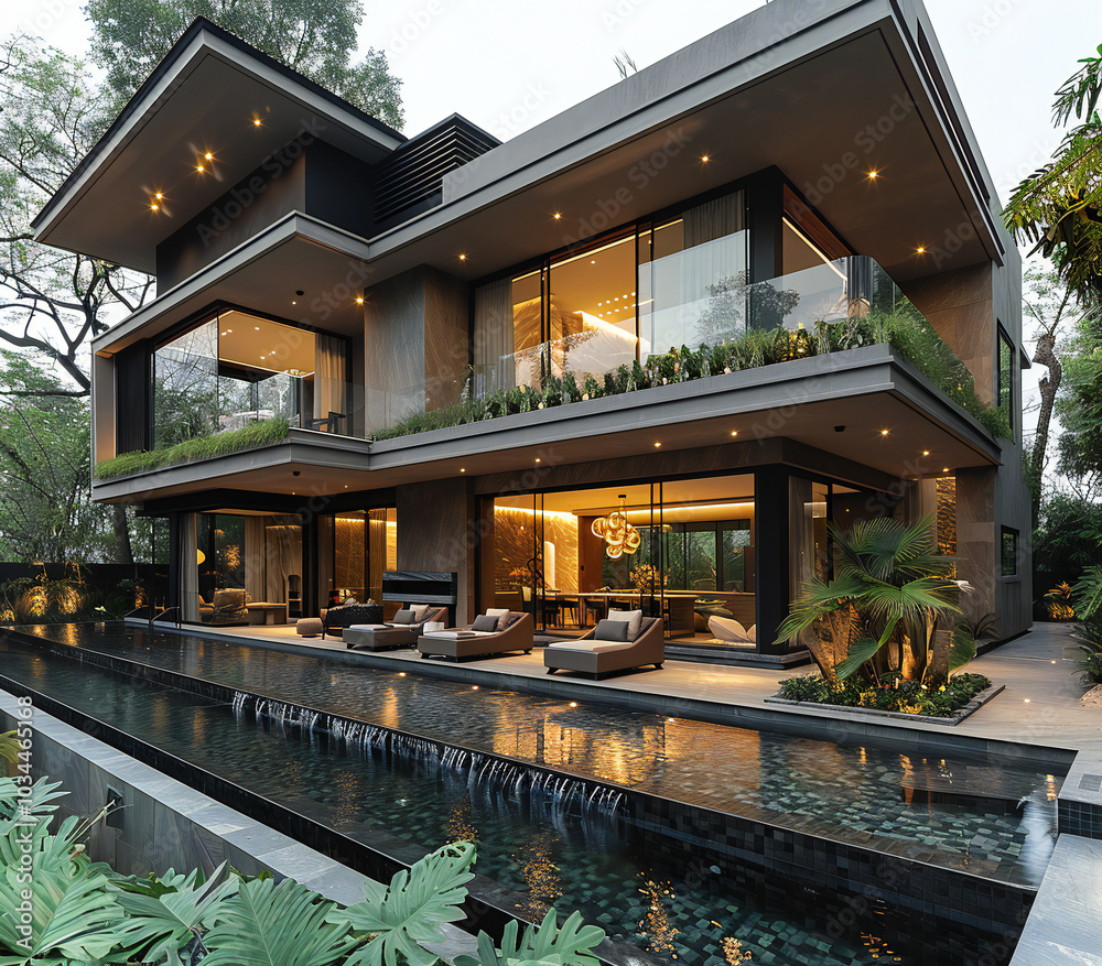 Fototapeta premium Modern House with Pool