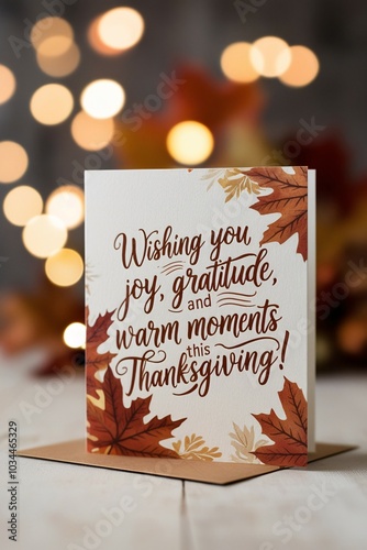 Elegant Thanksgiving Greeting Card with Autumn Leaves and Warm Wishes