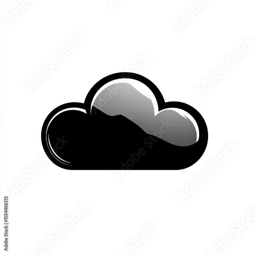 a black cloud with a mountain in the background