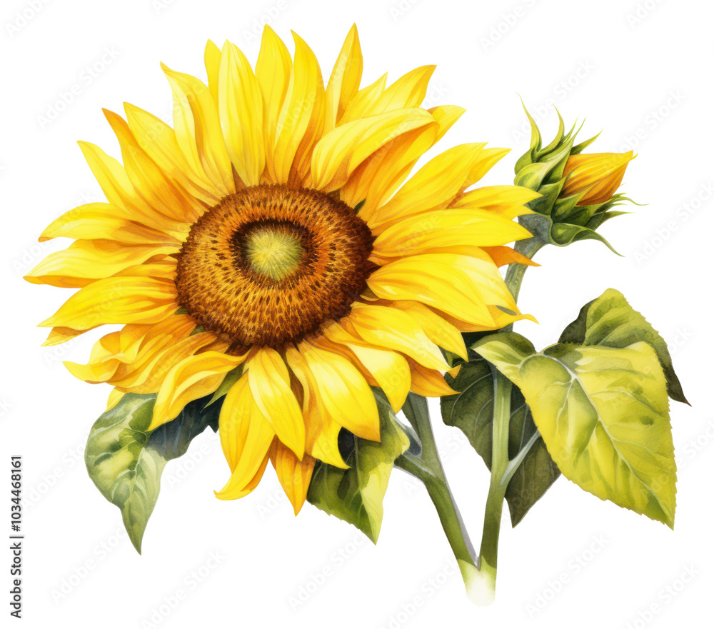 PNG Sunflower plant transparent background inflorescence.