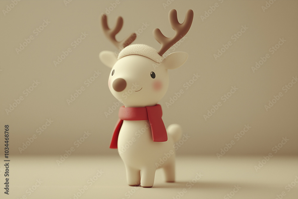 Standing reindeer with red scarf and hat Standing reindeer with red scarf and hat