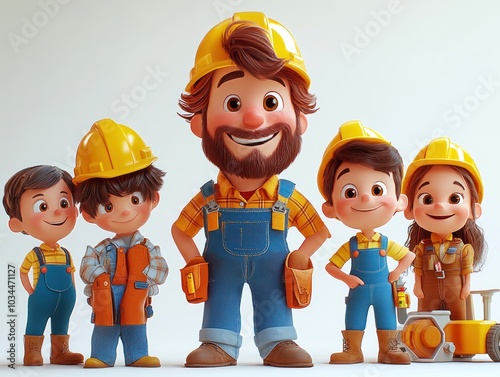 Cartoon Workers with Tools