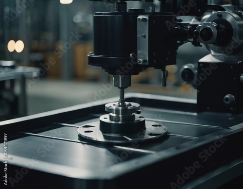 A manufacturing facility showcases advanced milling processes with a machine tool creating intricate parts, emphasizing engineering precision and efficiency. Generative AI photo