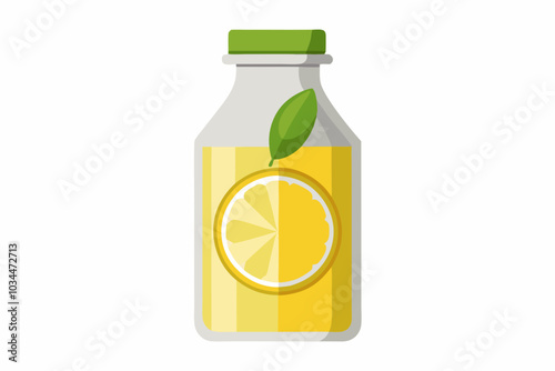 Glass bottle packaging for fresh lemon vector art illustration photo