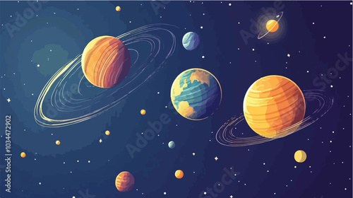 Illustration of space. Planets. Galaxy.