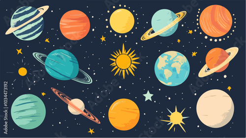 Illustration of space. Planets. Galaxy.