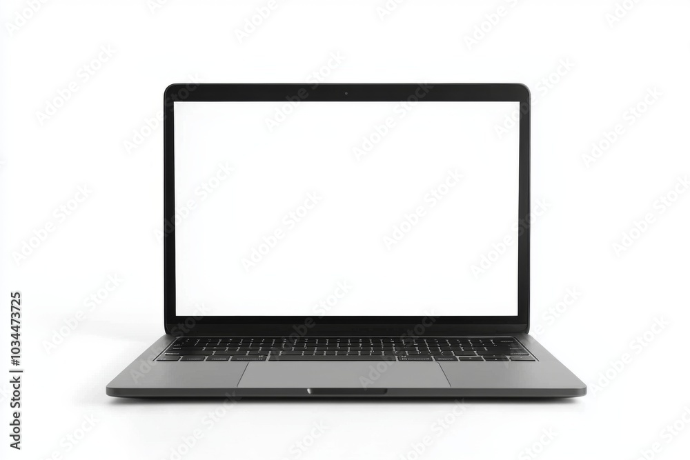Laptop with a blank white screen for branding purposes isolated on white background Laptop with a blank white screen for branding purposes isolated on white background