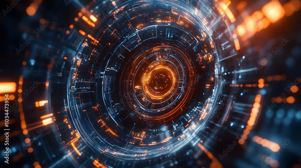 Obraz premium Abstract circular science fiction futuristic background.