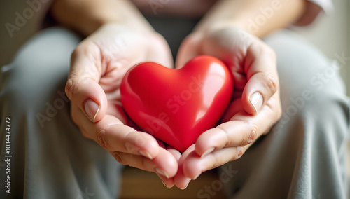 heart on hand for philanthropy woman holding red heart in hands for valentines day or for world kindness day