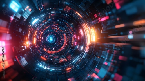 Wallpaper Mural Abstract circular science fiction futuristic background.  Torontodigital.ca