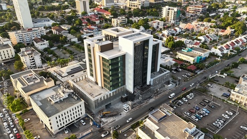 Kingston, Jamaica - January 5, 2024: High-rise commercial buildings