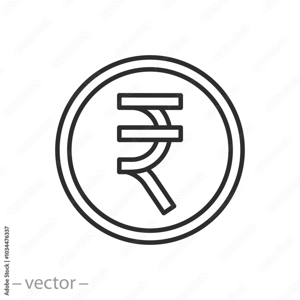 indian rupee icon, indian money coin, thin line vector illustration indian rupee icon, indian money coin, thin line vector illustration