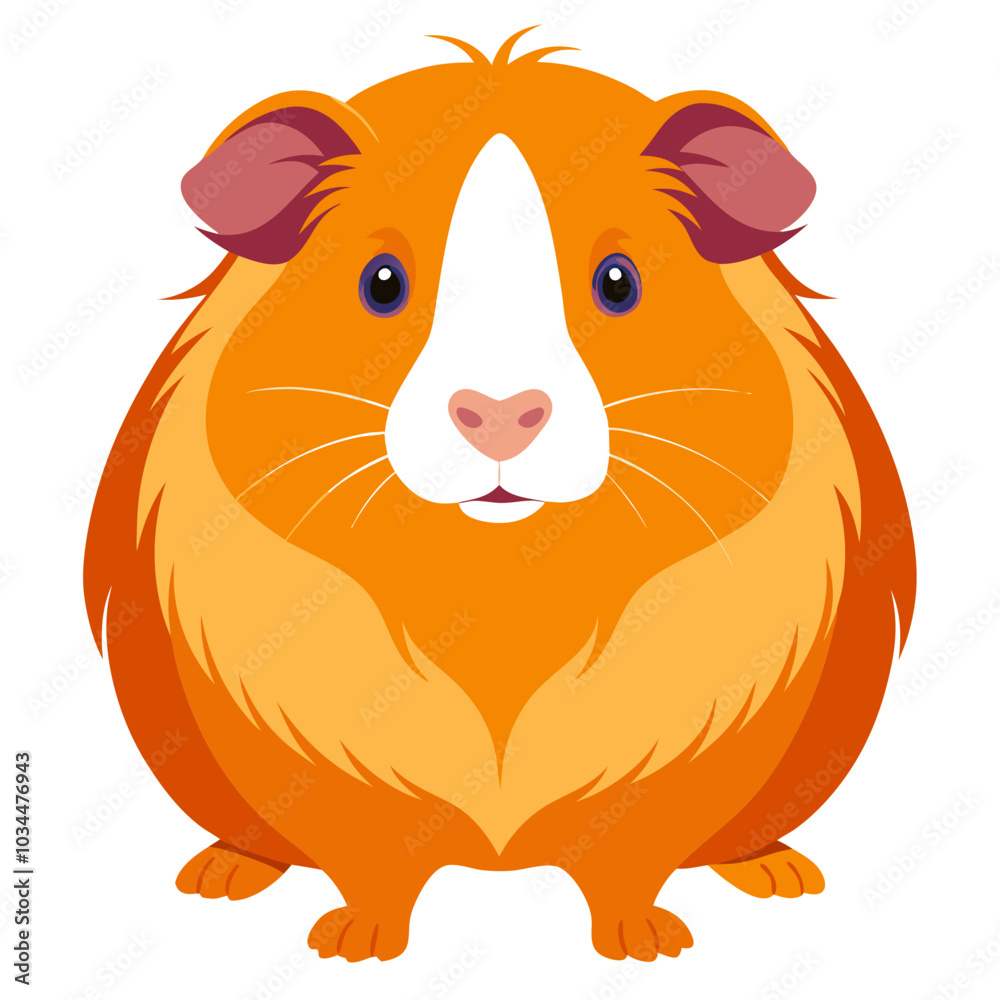 Fluffy guinea pig sitting happily isolated on a white background, svg Fluffy guinea pig sitting happily isolated on a white background, svg