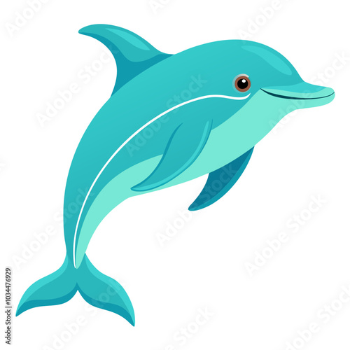 Playful dolphin swimming isolated on a white background, svg