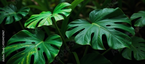 Wallpaper Mural Illustrated Neon Monstera deliciosa leaves within a vibrant tropical forest setting as unique art components Torontodigital.ca