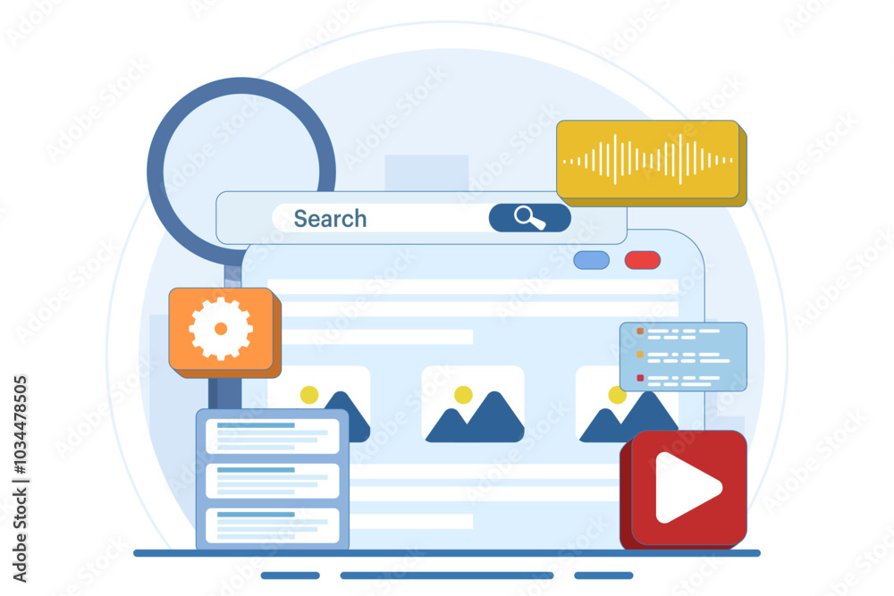 Concept of Search Engine results displayed in a web browser, Search engine optimization, Content marketing, SEO strategy High search engine rankings that drive target audience to a website. Concept of Search Engine results displayed in a web browser, Search engine optimization, Content marketing, SEO strategy High search engine rankings that drive target audience to a website.