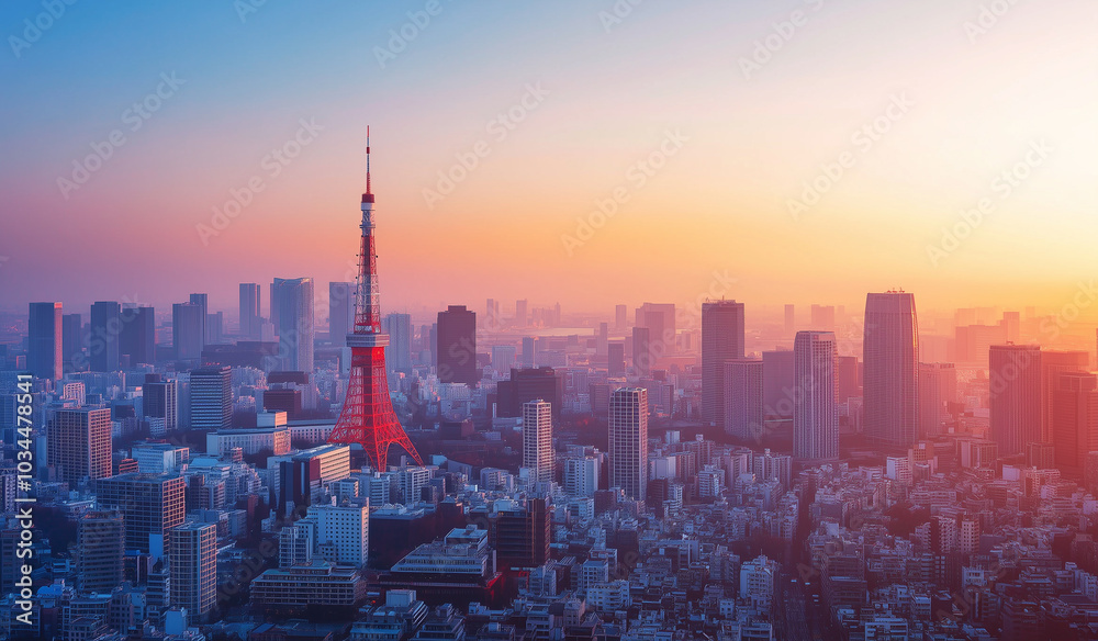 Minimalist Cityscape with Iconic Landmark and Soft Lighting, generative ai Minimalist Cityscape with Iconic Landmark and Soft Lighting, generative ai