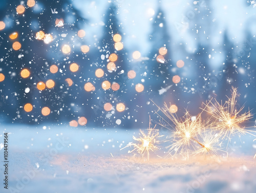 Sparkling Winter Wonderland Festive Snow and Lights Background