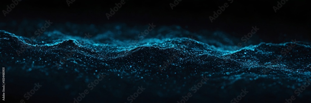 Abstract glowing gradient shape on grainy blue-black background, dark noise texture, banner poster header backdrop with copy space. Abstract glowing gradient shape on grainy blue-black background, dark noise texture, banner poster header backdrop with copy space.