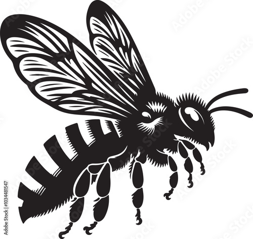 Silhouette of bee Vector art illustration