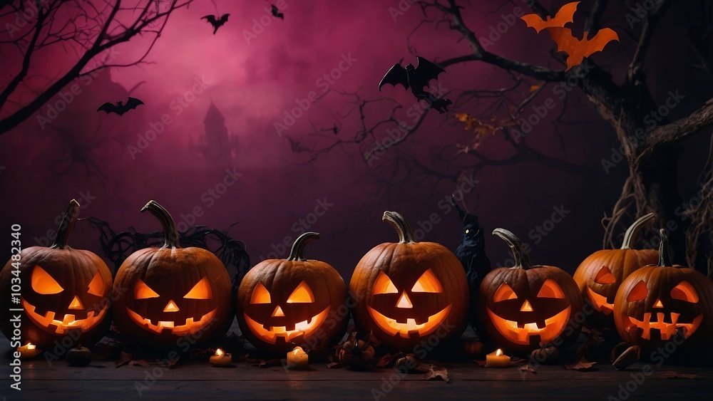 halloween background with pumpkin and bats halloween background with pumpkin and bats