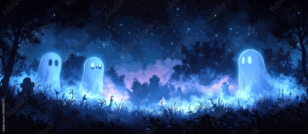 Naklejka premium Ghostly Forest Night