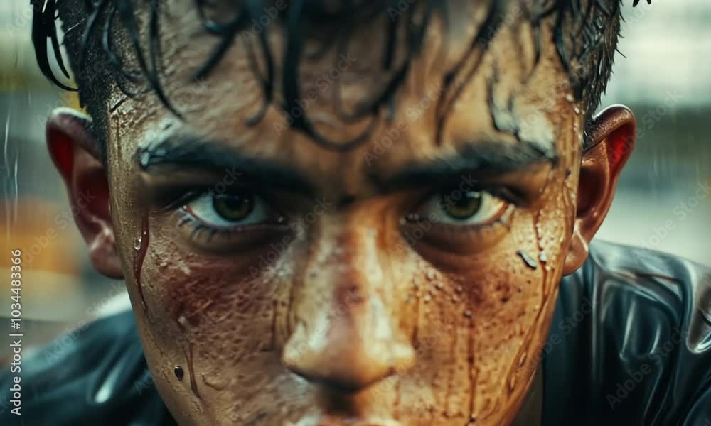 Close-up Portrait of a Determined Soldier