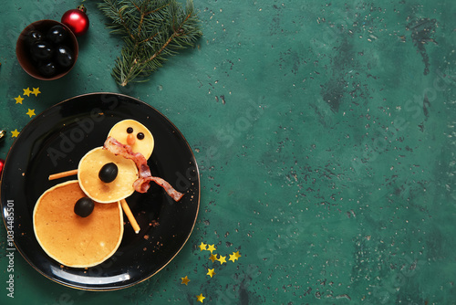 Christmas snowman pancake b...