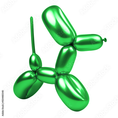 Shiny bright balloon dog isolated on the white background
